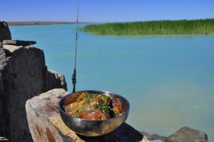 Жареная рыба на природе